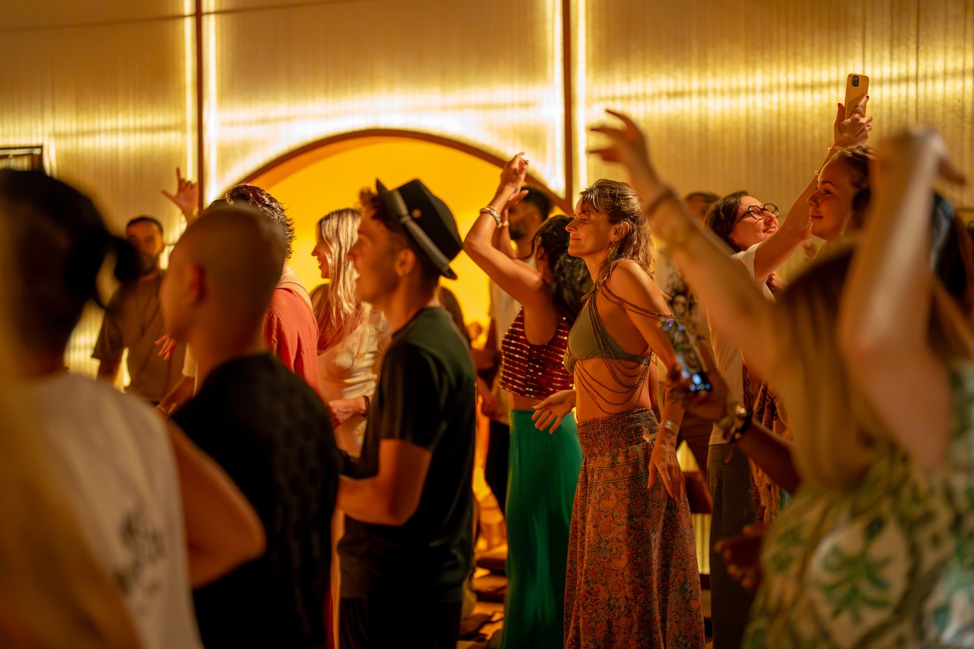 Ecstatic dance crowd